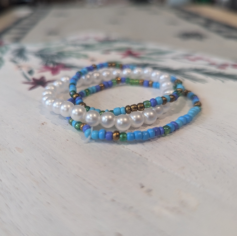 3 Handmade Beaded Bracelet Stack